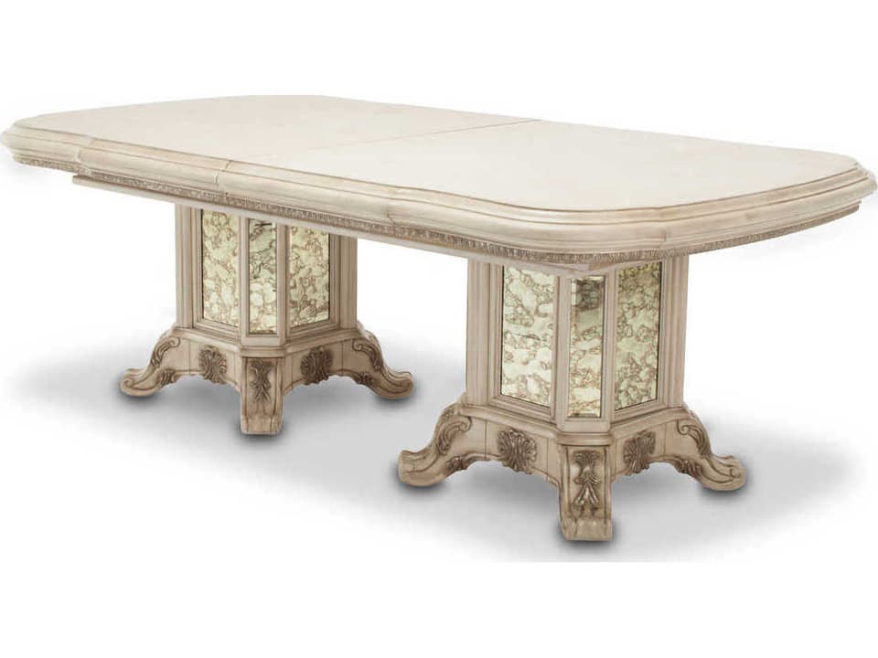Platine de Royale Rectangle Extendable Dining Table in Champagne