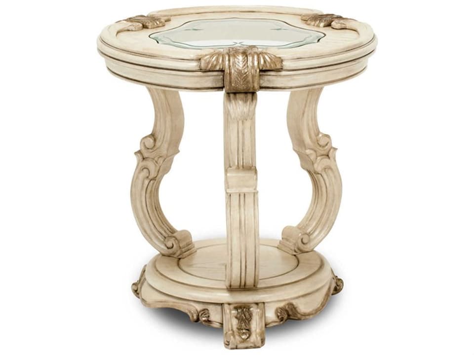 Platine De Royale Round Chairside Table in Champagne Finish