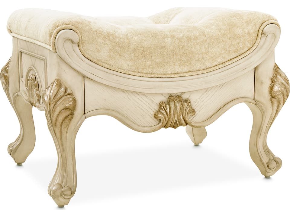 Platine de Royale Vanity Bench Champagne Foil-Print Velvet