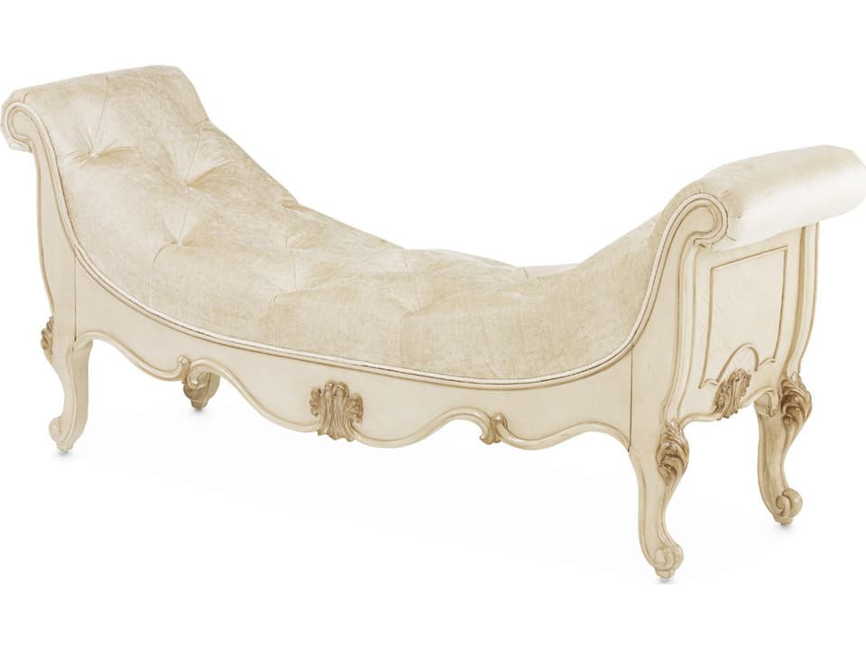 Platine De Royale Champagne Upholstered Accent Bench with Crystal Tufting