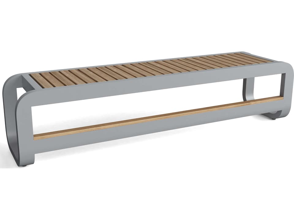 Monza 3-Seater Bench with Teak and Grey Aluminum Frame