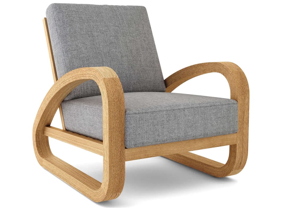 Malaga Outdoor Lounge Chair with Sunbrella Cushions in Natural Teak