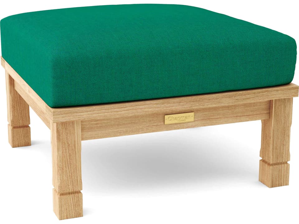 SouthBay 26-Inch Square Teak Deep Seating Ottoman with Sunbrella Cushion