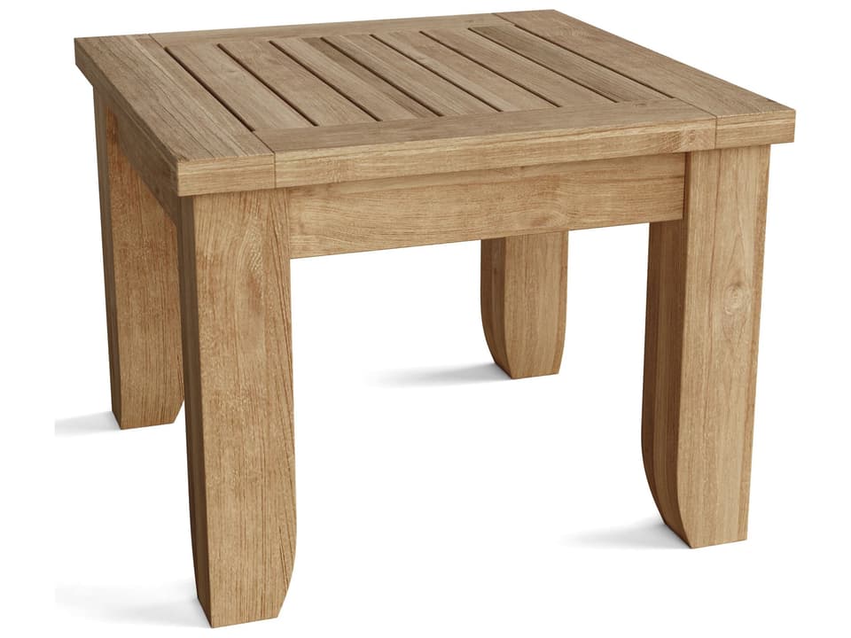 Luxe Square Outdoor Side Table in Natural Teak Wood