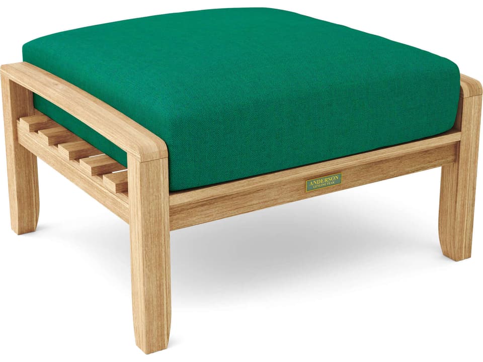 Natsepa Teak Outdoor Ottoman with Sunbrella Cushion