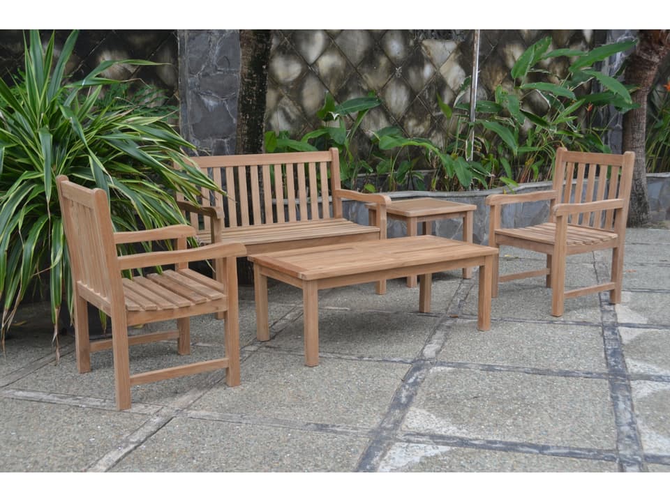 Classic Teak 2-Seater 5-Piece Conversation Set in Natural
