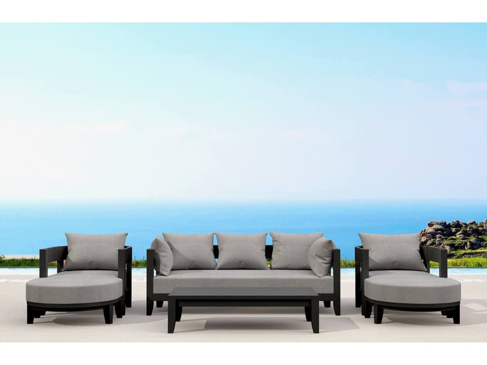 Coronado Aluminum 6-Piece Deep Seating Outdoor Lounge Set Dark Grey