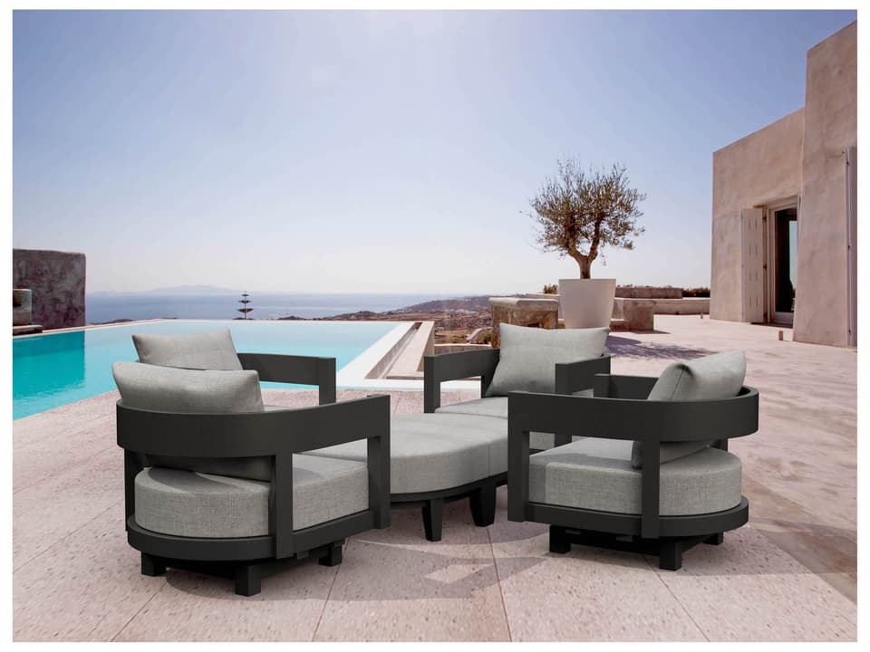 Coronado 6-Piece Aluminum Outdoor Deep Seating Set Dark Grey