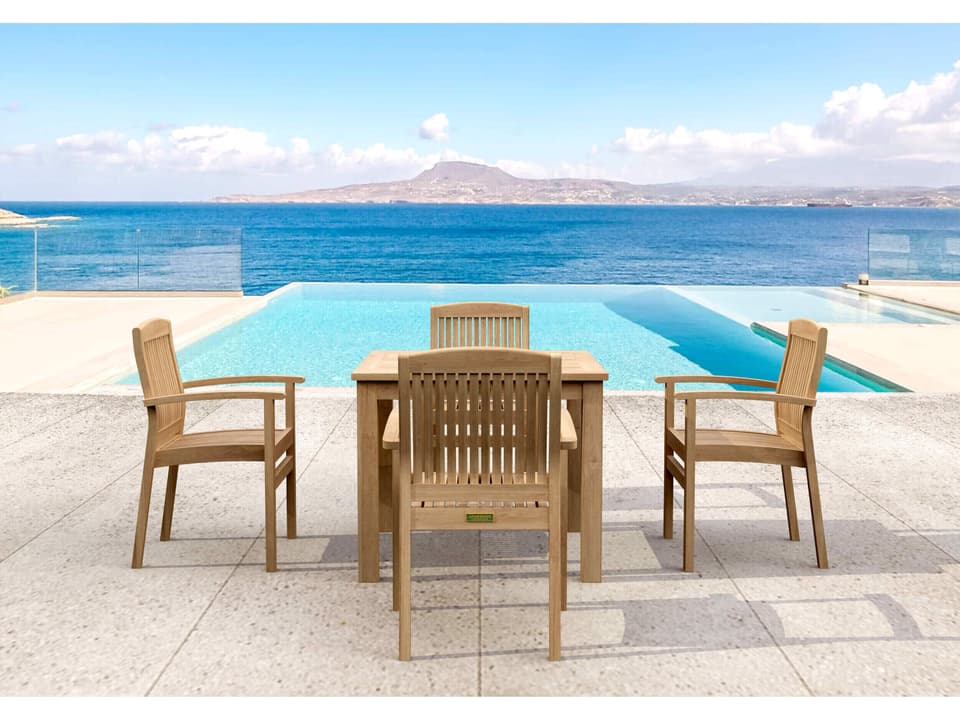 Bahama Sahara 5-Piece Square Bistro Dining Set in Natural Teak