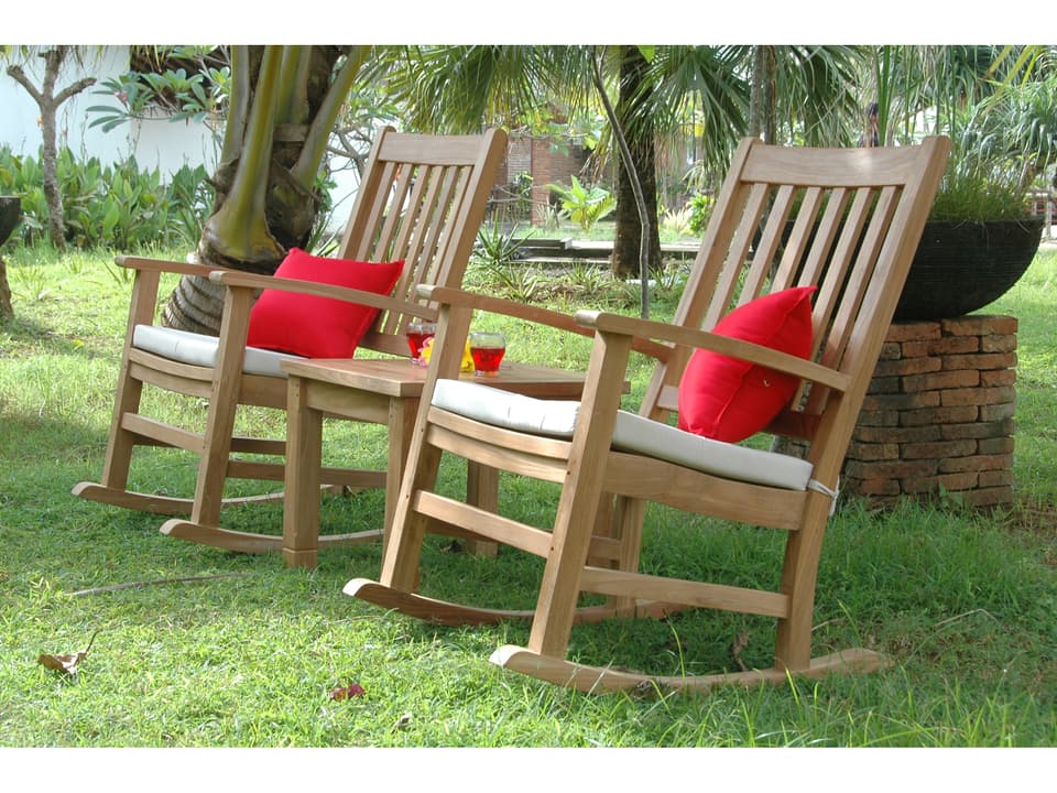 Palm Beach Glenmore Teak 3-Piece Rocker Set in Natural