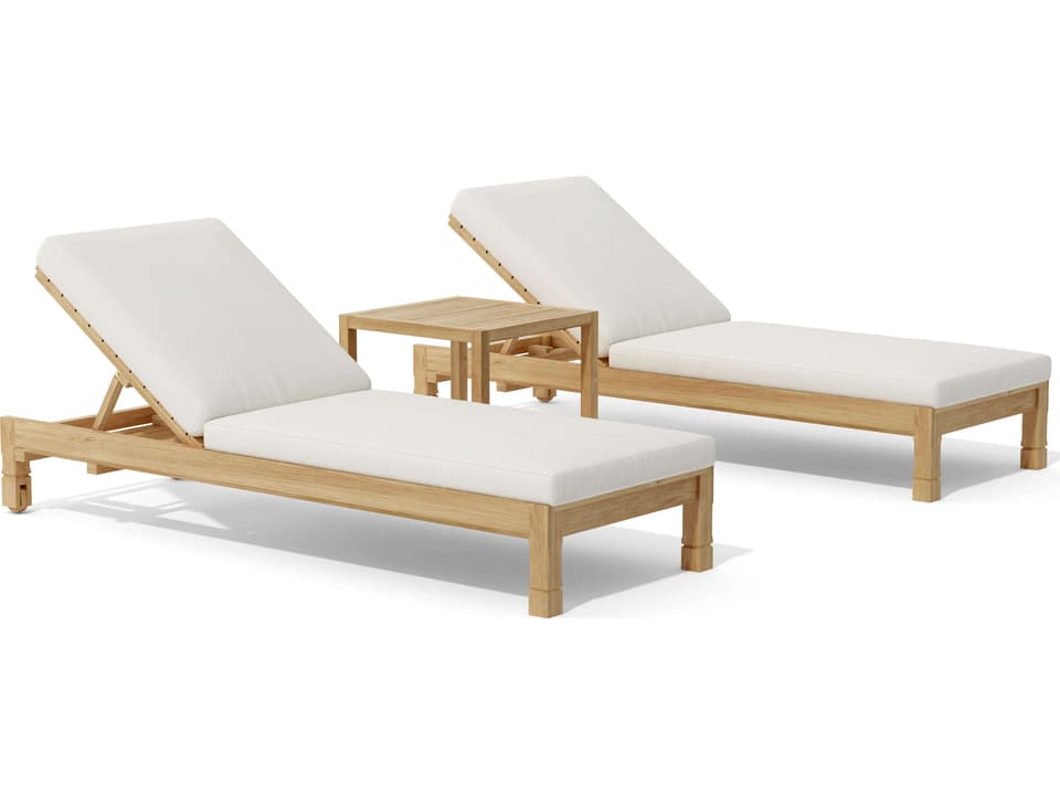 South Bay Glenmore 3-Piece Outdoor Lounger Set Natural Teak