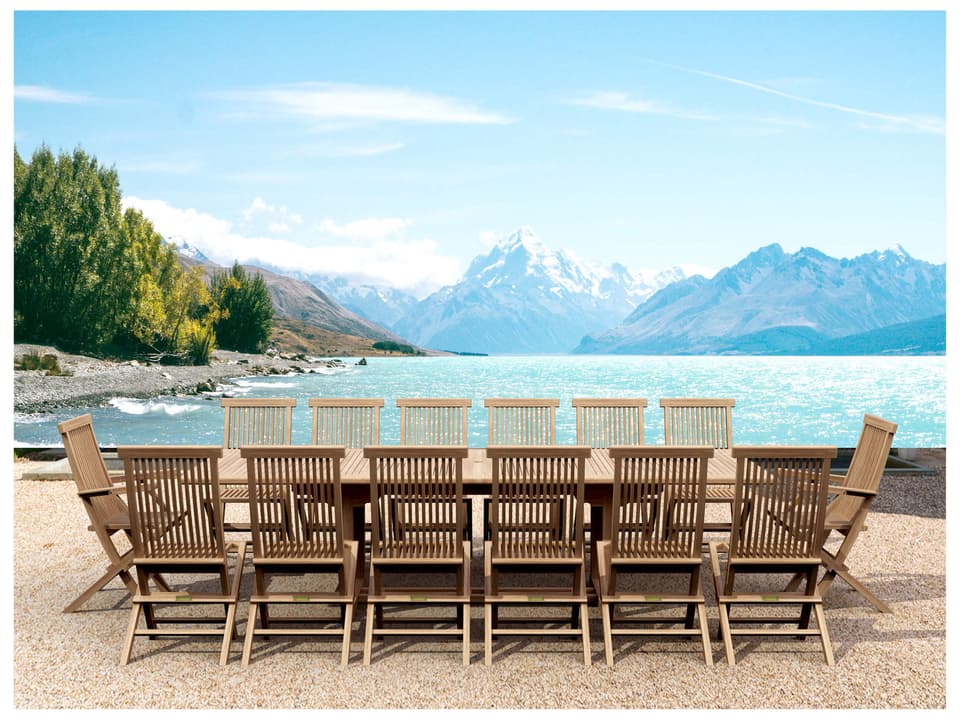 Valencia Classic 15-Piece Outdoor Teak Extension Dining Set
