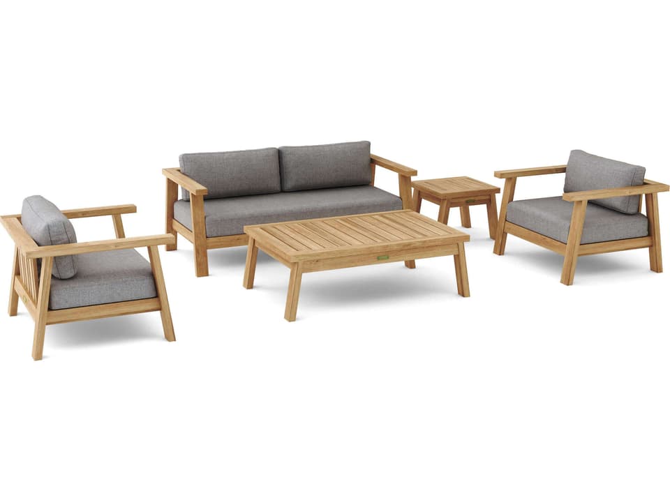 Palermo 5-Piece Teak Outdoor Deep Seating Lounge Set with Sunbrella Cushions