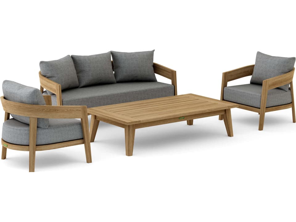 Toscana 4-Piece Modular Outdoor Deep Seating Sofa Set in Natural Teak