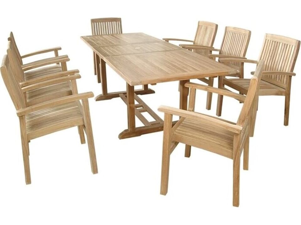 Bahama Sahara 9-Piece Rectangular Teak Extension Dining Set