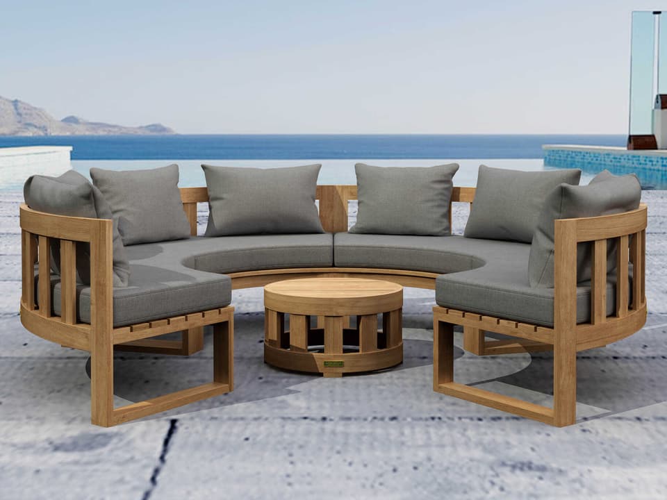 Circular Modular Outdoor 8-Seat Sectional with Coffee Table