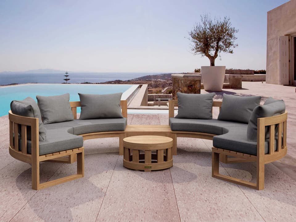 Circular Modular 6-Piece Deep Seating Set with Sunbrella Cushions