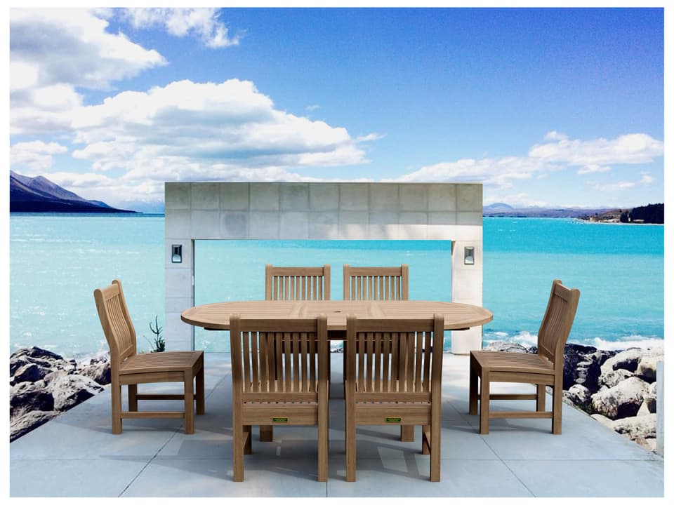 Bahama Sahara 7-Piece 79-Inch Oval Extension Teak Dining Set