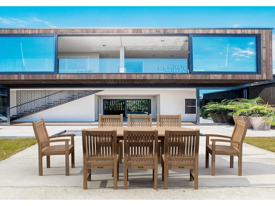 Bahama Sahara 9-Piece 78-Inch Oval Teak Extension Dining Set