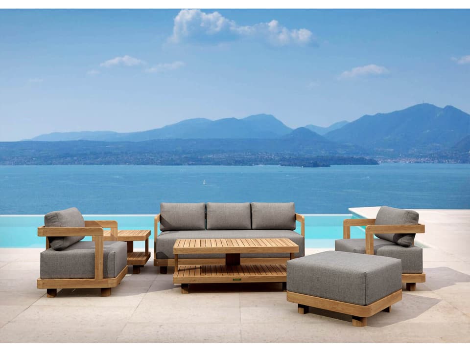 6-Piece Granada Deep Seating Conversation Set in A-Grade Teak with Sunbrella Cushions