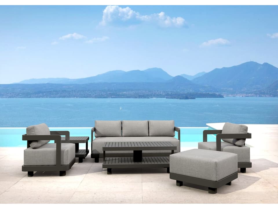 Granada 6-Piece Deep Seating Outdoor Patio Lounge Set Dark Grey Aluminum