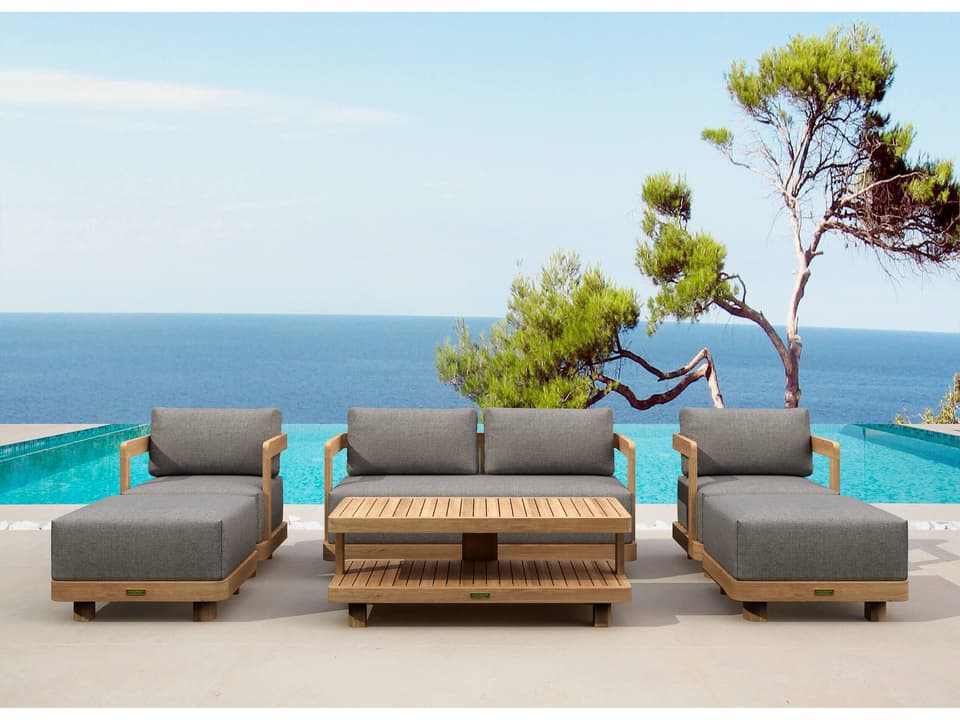 Granada 6-Piece Modular Outdoor Deep Seating Lounge Set with Sunbrella Cushions