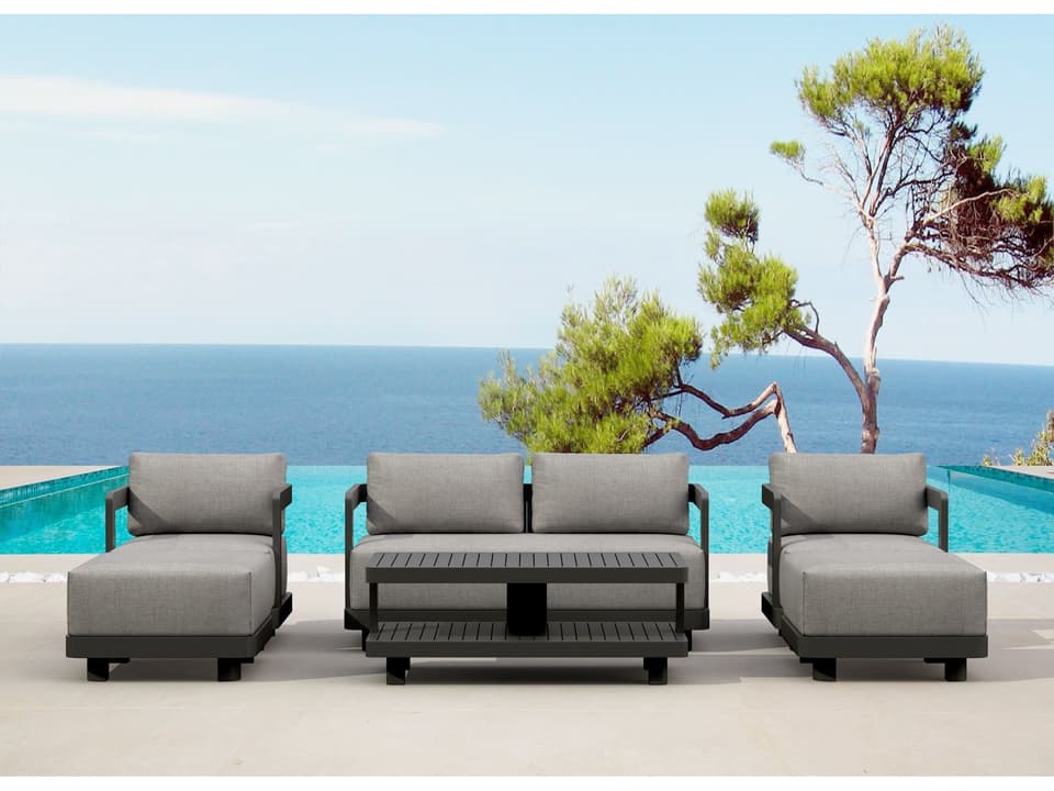 Granada 6-Piece Outdoor Lounge Set in Dark Grey Aluminum