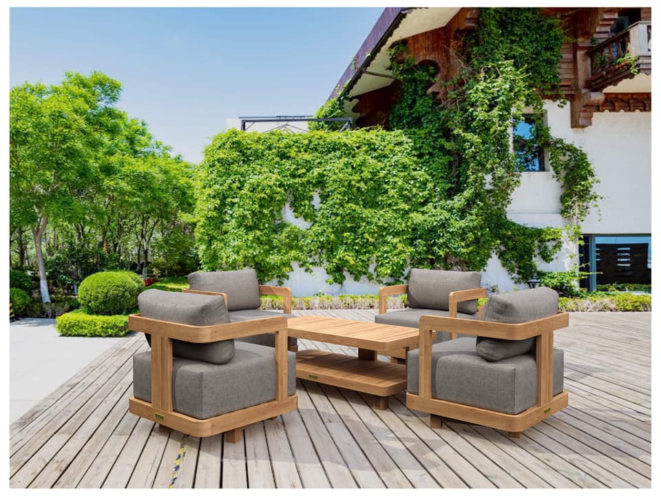 Granada 5-Piece Deep Seating Outdoor Lounge Set with Sunbrella Cushions