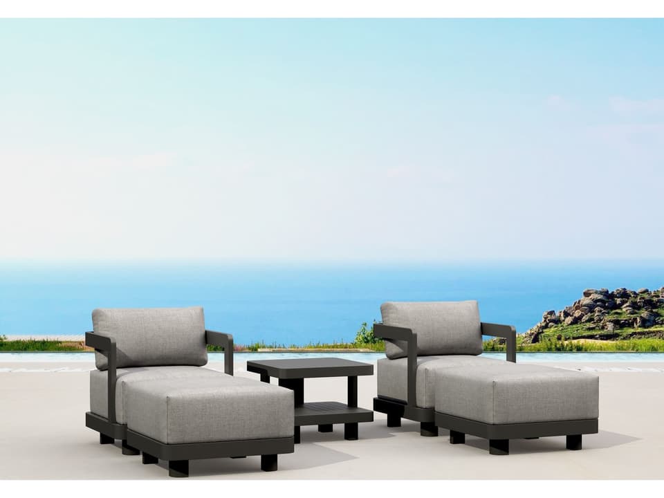 5-Piece Granada Aluminum Modular Deep Seating Set Dark Grey