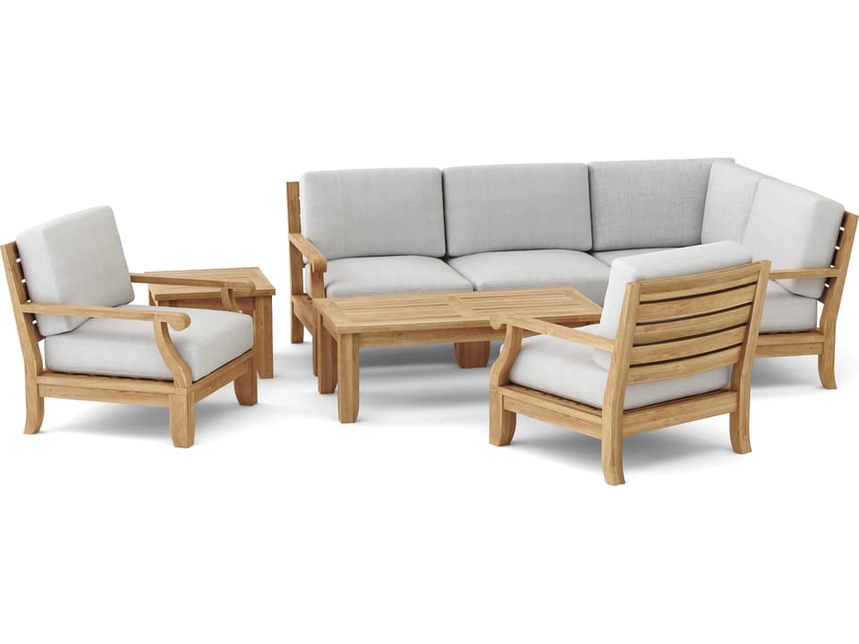 Riviera Luxe 7-Piece Modular Teak Outdoor Lounge Set with Rectangular Coffee Table