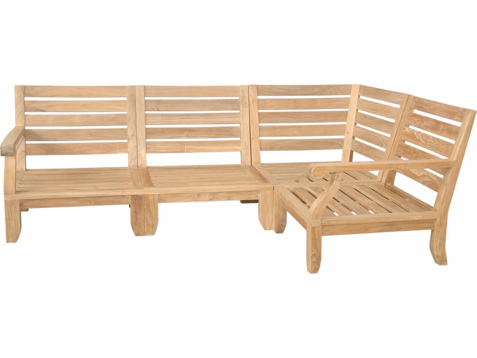 Riviera Luxe 4-Piece Modular Teak Outdoor Sectional with Sunbrella Cushions