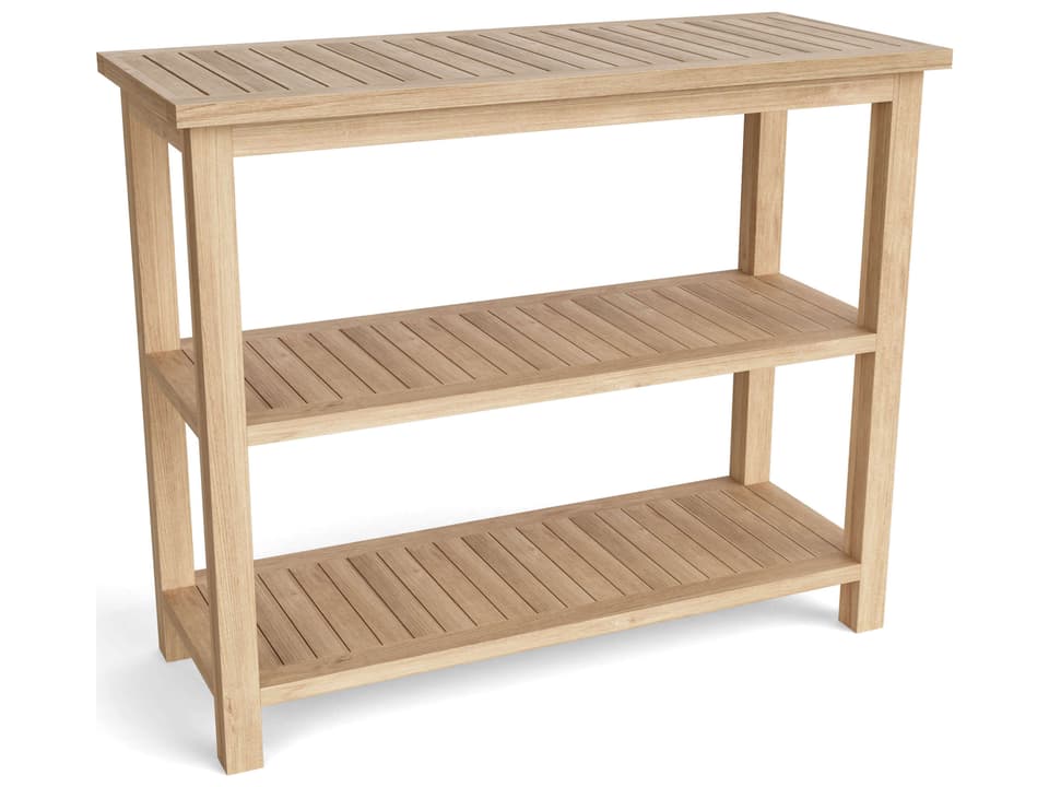 Spa 47-Inch 2-Shelf Teak Towel Console Table in Natural Honey Brown