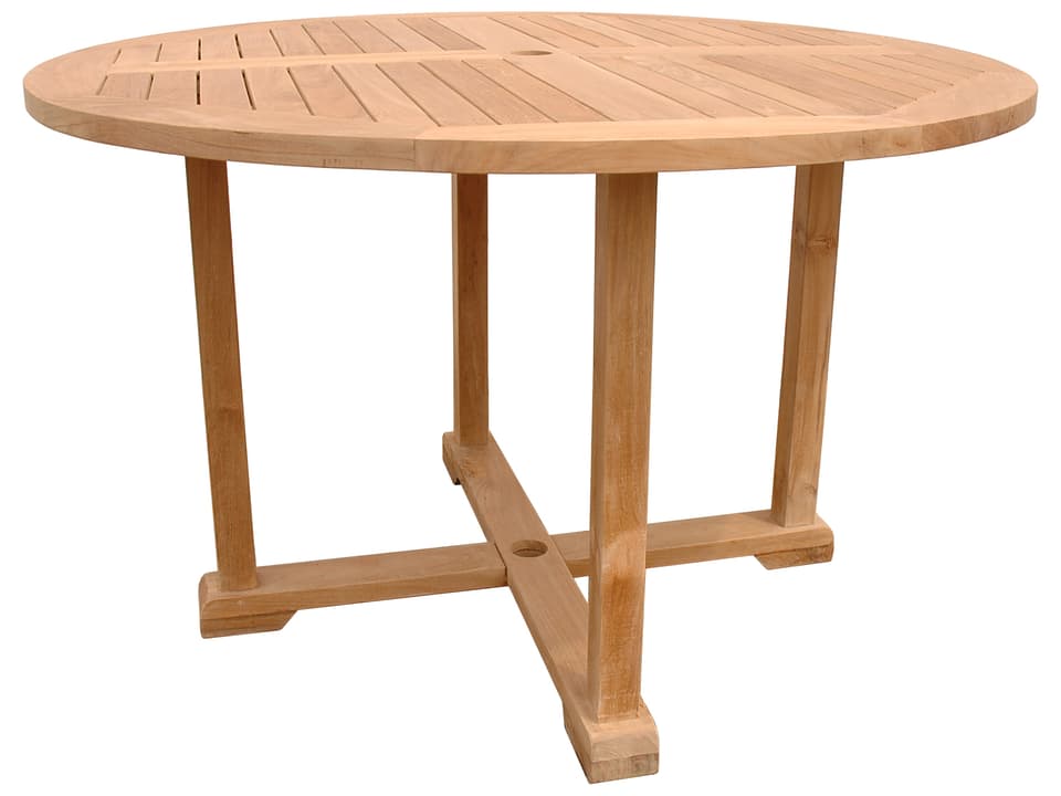 Tosca 47-Inch Round Outdoor Dining Table in Natural Teak