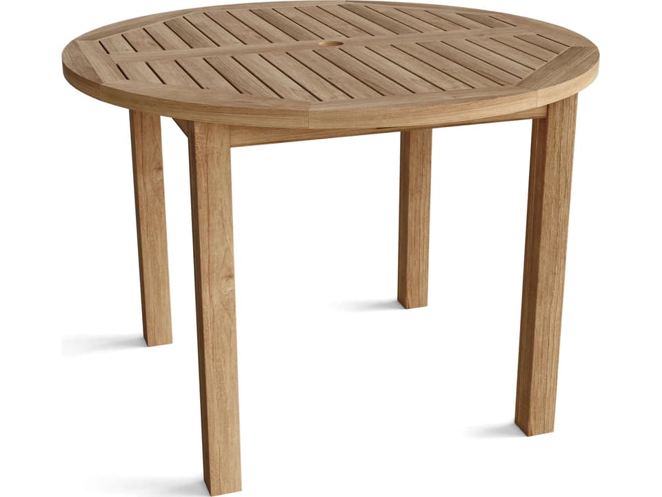 Bahama 42 Inch Round Outdoor Dining Table in Natural Teak Wood