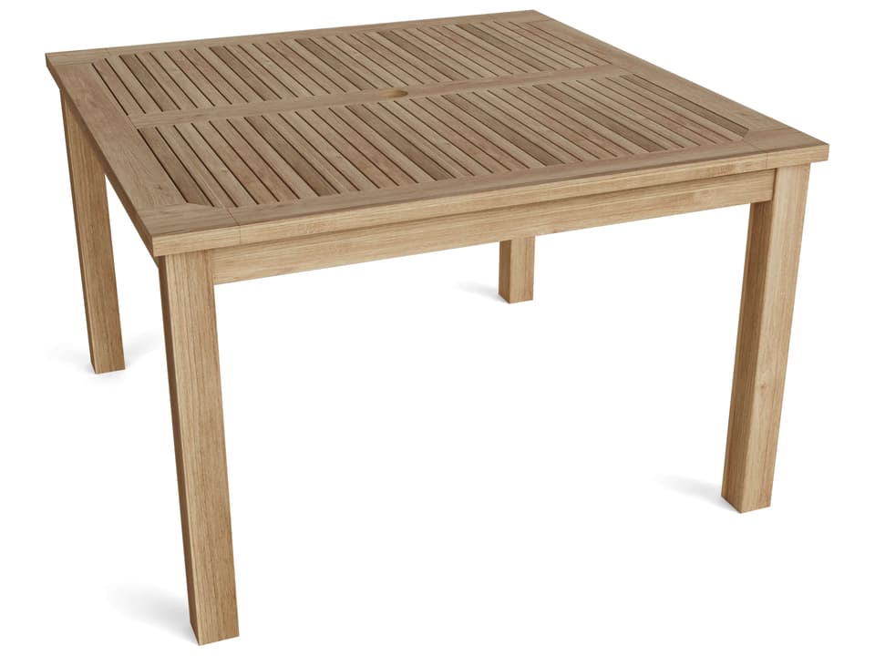 Windsor 47-Inch Square Outdoor Dining Table in Natural Teak