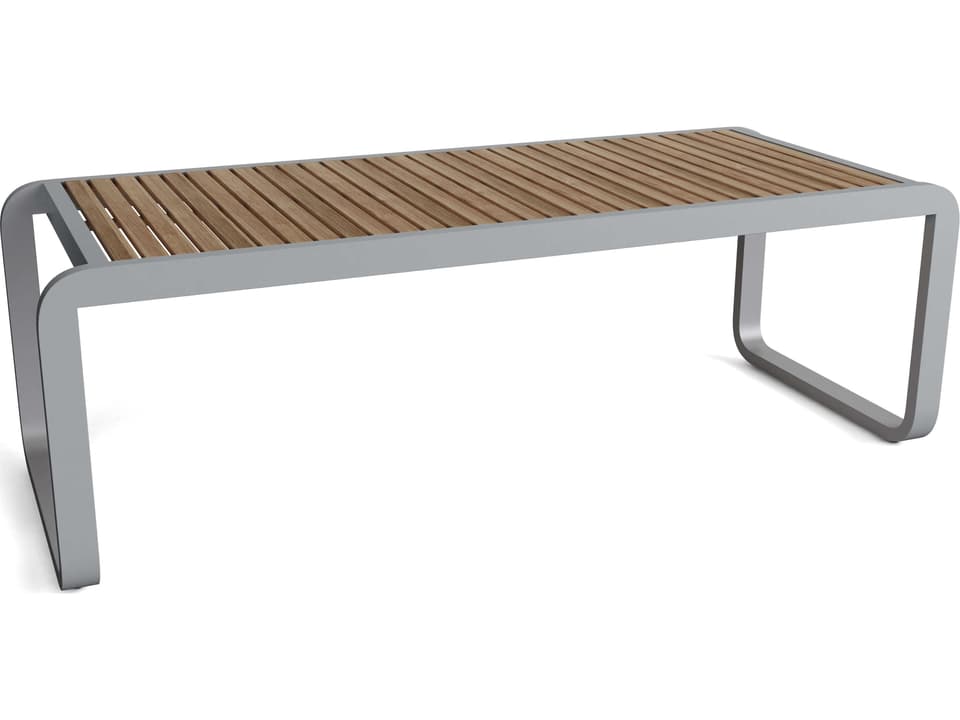 Monza 91-Inch Rectangle Dining Table in Natural Teak and Gray Aluminum