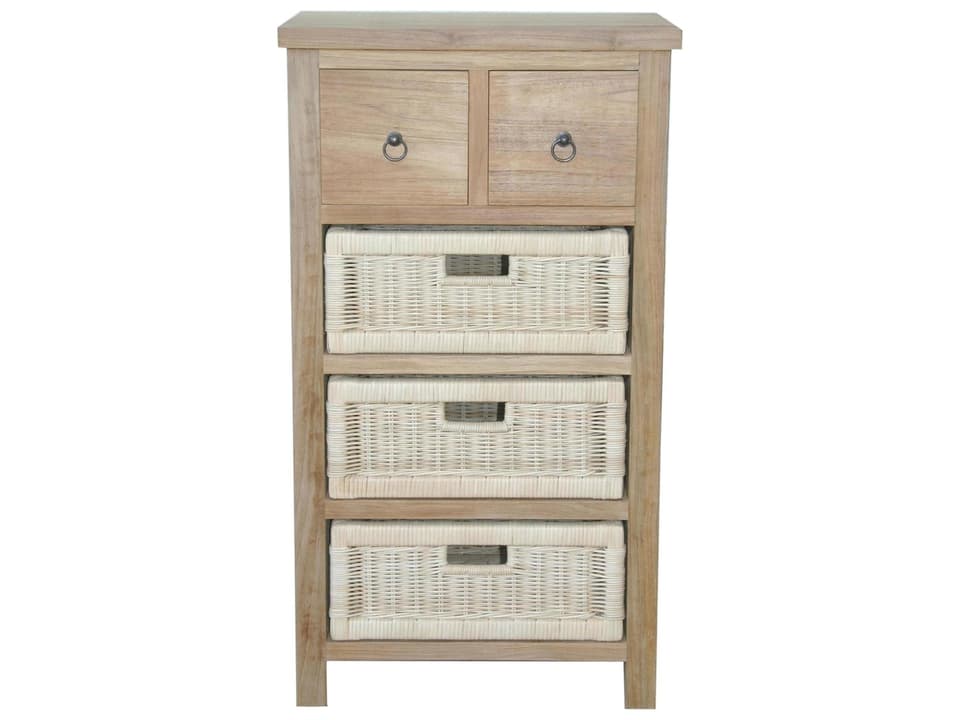 Safari Occasional Table with 2 Drawers and Rattan Baskets