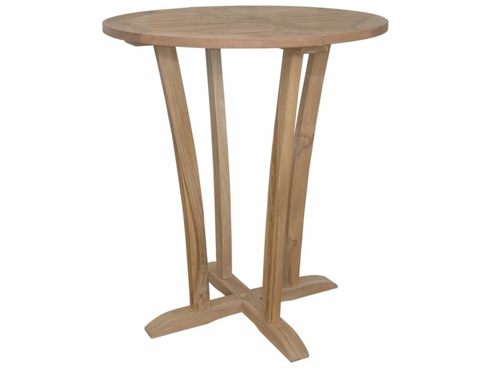 Descanso 35-Inch Round Teak Bar Table with Umbrella Hole