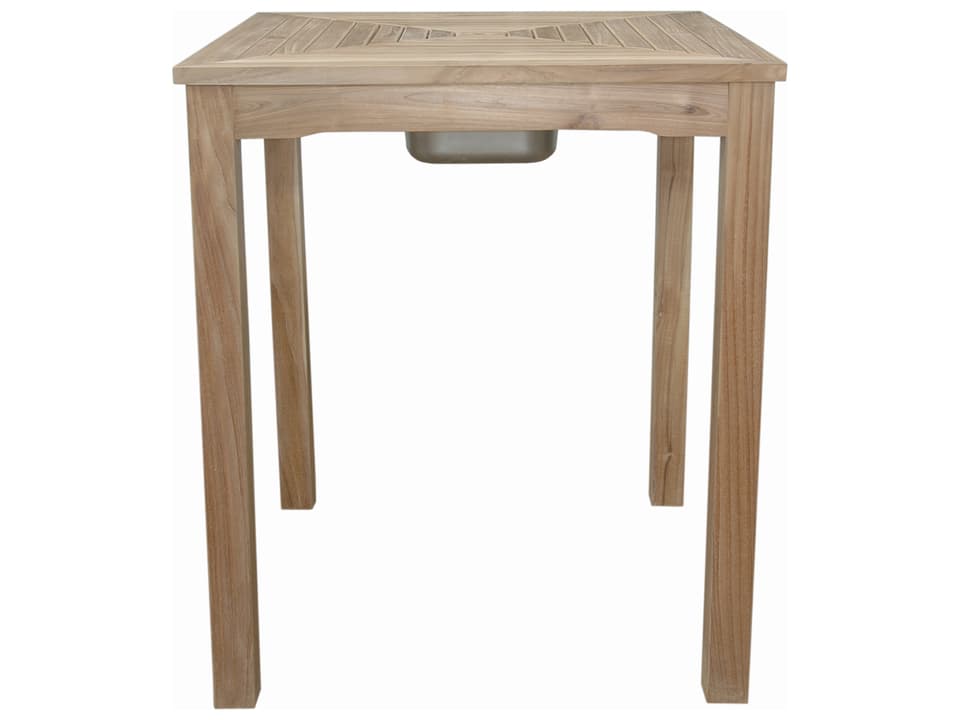 Chatsworth 36-Inch Square Teak Bar Table with Ice Chiller