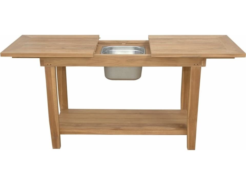 Nautilus Rectangle Console Table with Stainless Steel Container