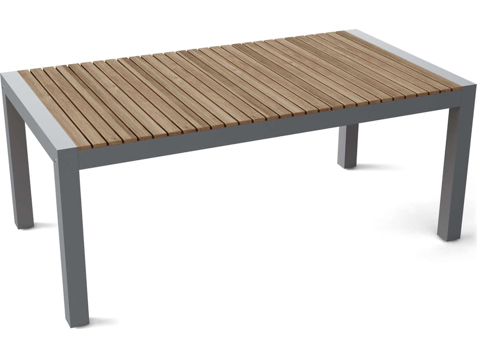 Seville 73-Inch Rectangular Outdoor Dining Table in Natural Teak and Grey