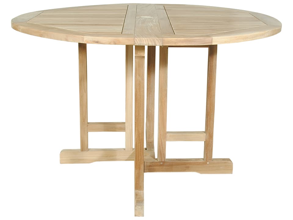 Butterfly 47-Inch Round Folding Dining Table Teak Wood