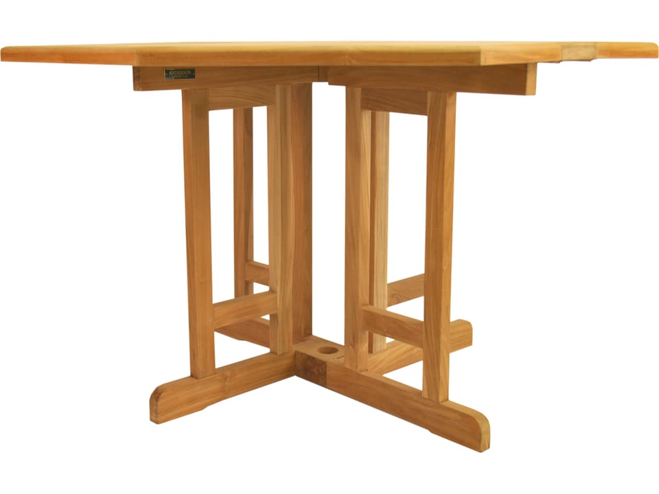 Butterfly 47-Inch Octagonal Folding Dining Table in Natural Teak