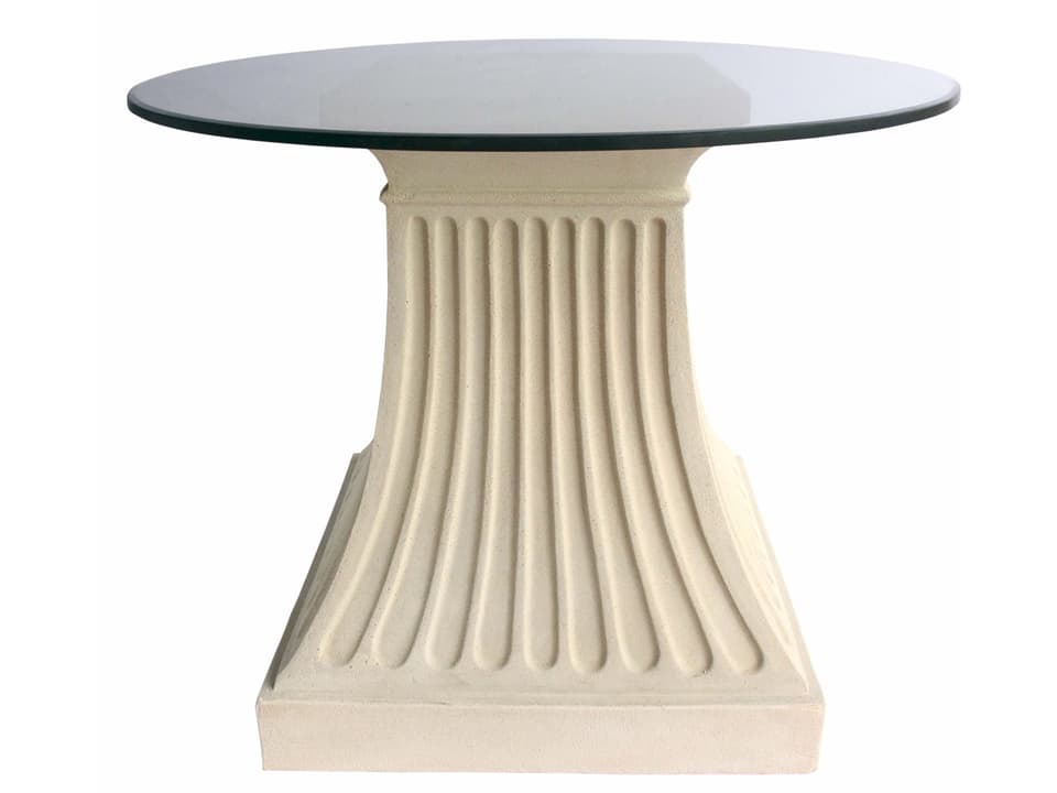 Fluted 36-Inch Round Dining Table in White Natural Limestone