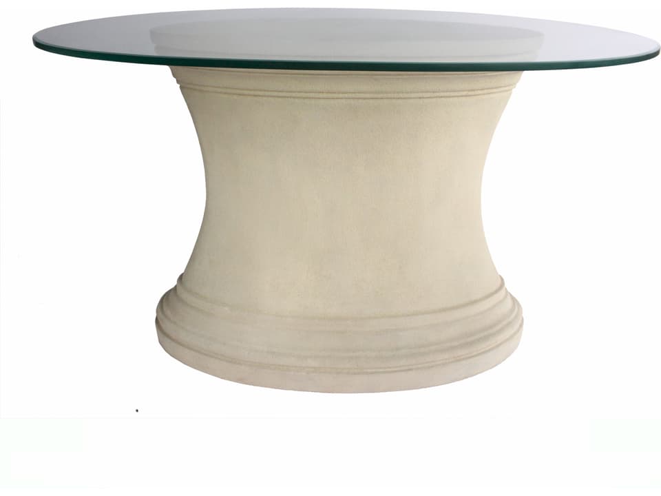 Fairbank 47 Inch Oval Cast Limestone Console Table Natural Beige