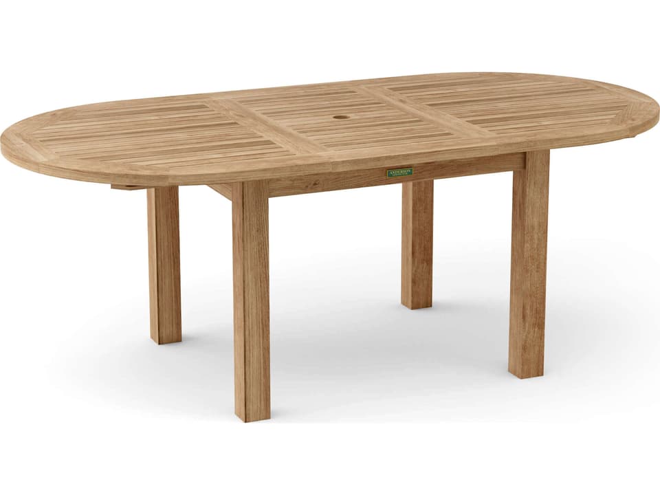 Bahama 78-Inch Oval Teak Extension Dining Table Natural