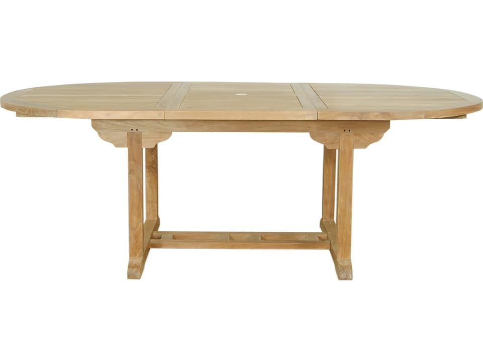 Bahama 87-Inch Oval Extension Dining Table in Natural Teak Wood