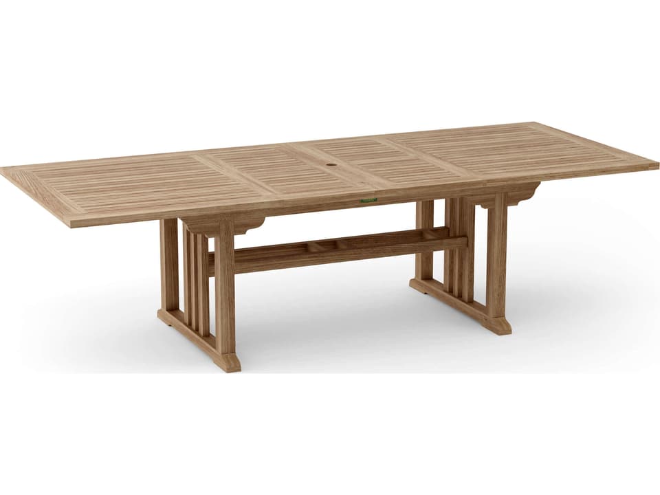 Sahara 106-Inch Rectangular Double Extension Dining Table in Natural Teak