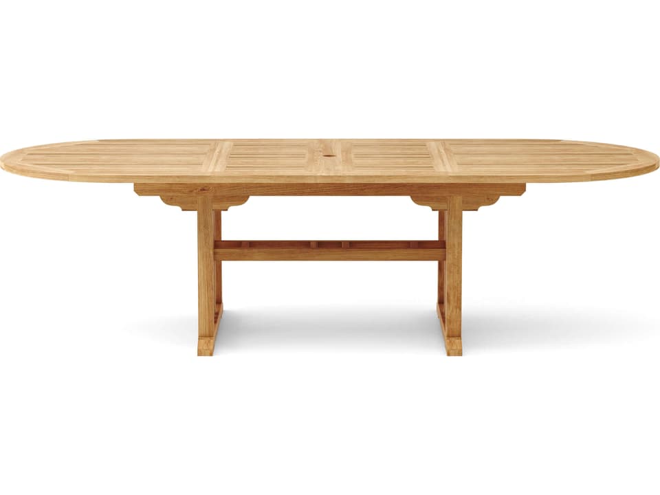 Sahara 106-Inch Oval Double Extension Dining Table in Natural Teak