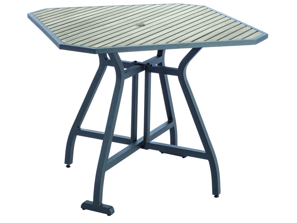 Oden 43-Inch Square Outdoor Counter Table in Dark Grey Aluminum and Polywood